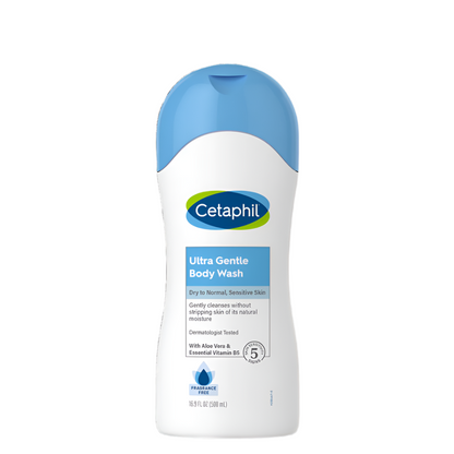 Cetaphil Ultra Gentle Body Wash, Unscented, 16.9 fl oz/500ml