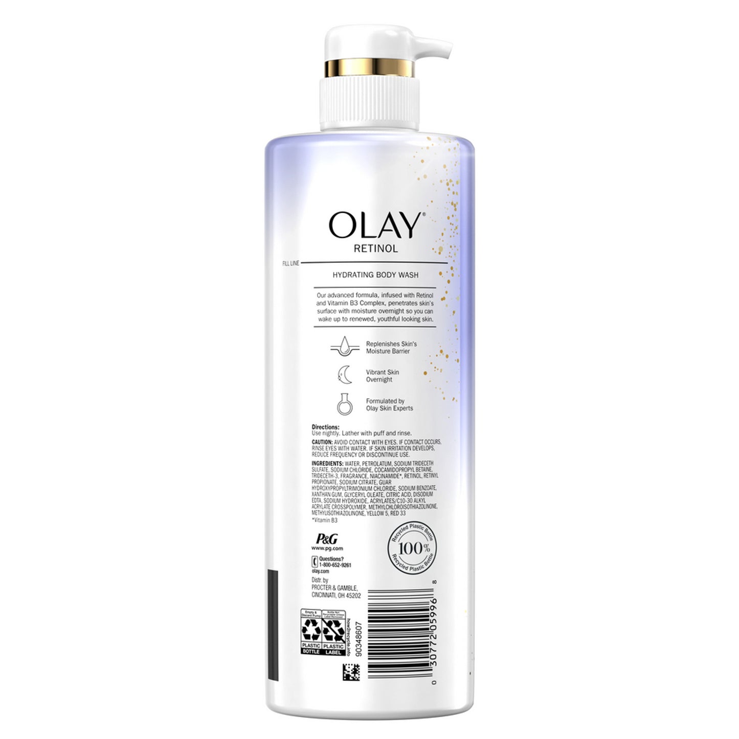 Olay Cleansing & Renewing Nighttime Women's Body Wash with Vitamin B3 and Retinol, 20 fl oz