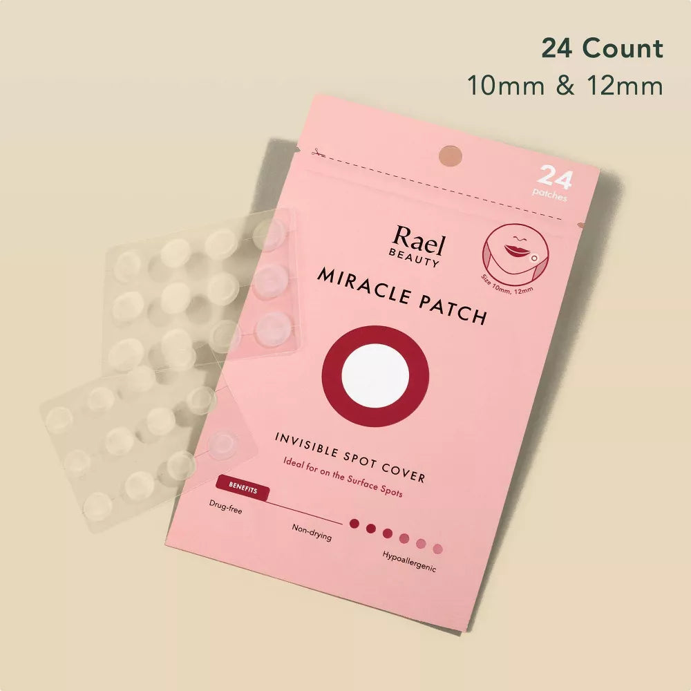 Rael Beauty Miracle Patch Invisible Acne Pimple Treatment for All Skin Types, Spot Cover, 24 Count